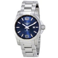 Longines Conquest Blue Dial Stainless Steel Mens 43mm Watch