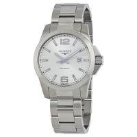 Longines Conquest Silver Dial Stainless Steel Mens 43mm Watch