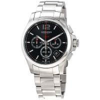 Longines Conquest V.H.P. Perpetual Chronograph Quartz Black Dial Mens Watch
