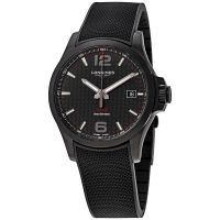 Longines Conquest V.H.P. Perpetual Quartz Black Carbon Dial Mens Watch