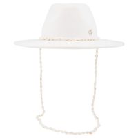Maison Michel Ladies White Kyra Seashells Wool Felt Fedora Hat