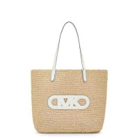 Michael Kors Eliza Extra-Large Empire Logo Straw Tote Bag