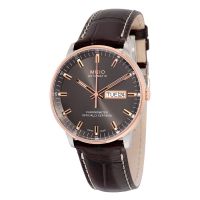 Mido Commander II Grey Dial Maroon Leather Mens Watch