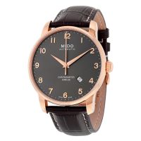 Mido Jubilee Automatic Black Dial Brown Leather Mens Watch