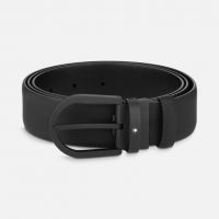 Montblanc Black Leather Horseshoe Buckle Belt