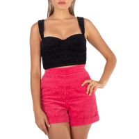 Moschino Fantasy Print Black All-Over Logo Crop Top