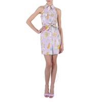 Moschino Ladies Purple All Over Logo Circus Print Dress