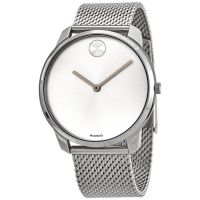 Movado Bold Quartz Silver Dial Stainless Steel Mesh Mens Watch