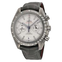 Omega Speedmaster Professional Grey Side of the Moon Chronograph Automatic Sandblasted Platinum Dial Grey Leather Mens Watch