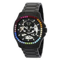 Philipp Plein Skeleton Spectre Automatic Crystal Black Dial Mens Watch