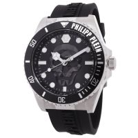 Philipp Plein The Skull Diver Quartz Black Dial Mens Watch