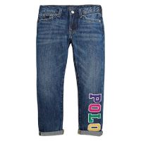 Polo Ralph Lauren Girls Astor Slim Logo Print Jeans