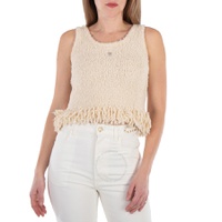 Rabanne Logo-Plaque Fringed Knitted Top