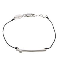 Redline Tube String Bracelet with 0.05ct Diamond in White Gold Bezel Setting