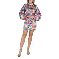 Rotate Ladies Necatrine Comb Floral Print Puff-Sleeve Dress