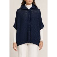 Brunello Cucinelli Runello Cucinelli Womens Heavy Knit Zip Up Hoodie Sweater Nwt_Navy