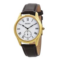 Seiko Quartz White Dial Mens Leather Watch