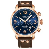 Stuhrling Original Aviator Quartz Blue Dial Mens Watch