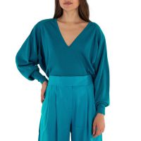 The Attico Ladies Capri Blue Plunge V-Neck Jumper