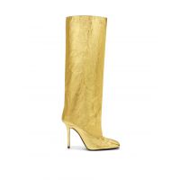 The Attico Ladies Gold Sienna Crinkled Laminated 105 mm Knee-High Boots