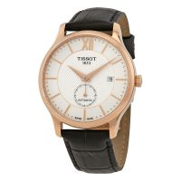 Tissot Tradition Silver Dial Mens Black Leather Watch