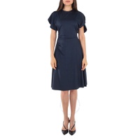 Victoria Beckham Crewneck Gathered Midi Dress