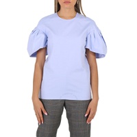 Victoria Beckham Ladies Knit Tops Light Blue Tuck Sleeve Top