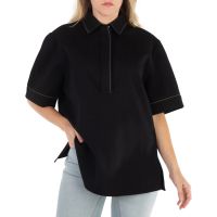 Victoria Beckham Pointed Collar Short-Sleeve Shirt