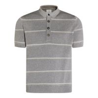 Eleventy Striped Knit Polo Shirt