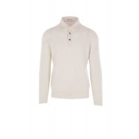 Brunello Cucinelli English Rib Knit Twill Spread Collar Polo Shirt