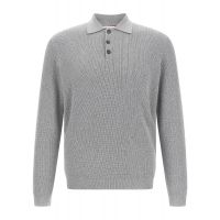 Brunello Cucinelli Long Sleeved Ribbed Polo Shirt