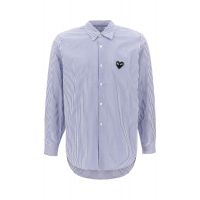 Comme des Garcons Play Heart Patch Striped Shirt