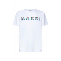 Marni Gingham Logo-Printed Crewneck T-Shirt