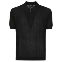 Emporio Armani Half-Zipped Short-Sleeved Knitted Polo Shirt