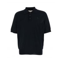 AMI Logo Embroidered Ribbed Hem Polo Shirt