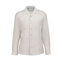 Brunello Cucinelli Jacquard Stripe Easy Fit Guayabera Shirt