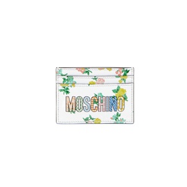 모스키노 Moschino Logo Floral-Print Leather Cardholder 0400015720377_WHITEMULTI