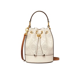 Tory Burch T Monogram Perforated Leather Mini Bucket Bag 0400016036659_NEWIVORY