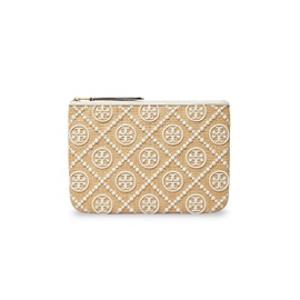 Tory Burch T Monogram Embellished Straw Pouch 0400016600601_NEWIVORY