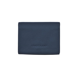Longchamp Small Le Foulonne Leather Compact Snap Wallet 0400016787757_NAVY