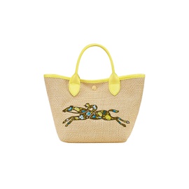 Longchamp Woven Canvas Top-Handle Bag 0400017900236_YELLOW