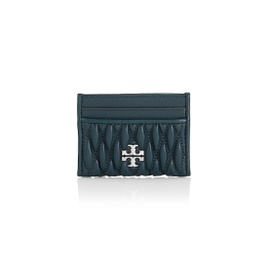Tory Burch Kira Ruched Leather Card Case 0400017903590_TEALNIGHT