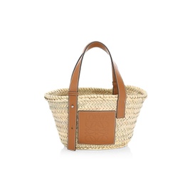 로에베 Loewe Small Leather-Trimmed Woven Basket Bag 0400099753575_NATURALTAN