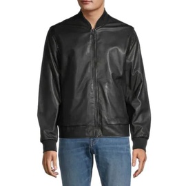 Cole Haan Leather Moto Jacket 0400016617709_BLACK_CAMO