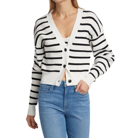 Frame Striped Ribbed Knit Cardigan 0400017623119_OFF_WHITE