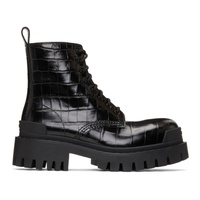 발렌시아가 Balenciaga Black Croc Strike Ankle Boots 202342F113021