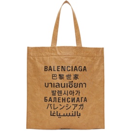 발렌시아가 Balenciaga Tan Medium Languages Shopper Tote 211342F049216