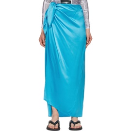 발렌시아가 Balenciaga Blue Silk Easywrap Skirt 211342F092276