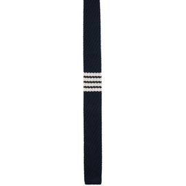 톰브라운 Thom Browne Navy Silk Knit 4-Bar Tie 211381M145386