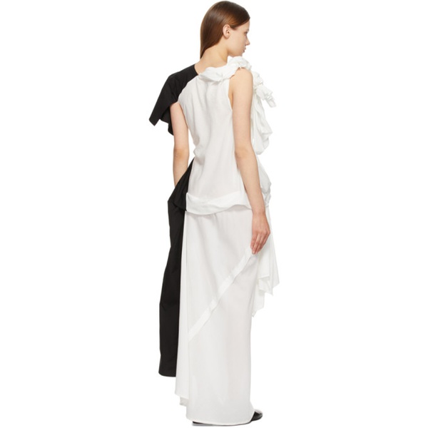  요지 야마모토 YOHJI YAMAMOTO White & Black Left Body Dress 211573F055004